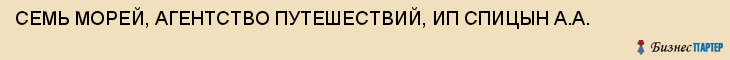 СЕМЬ МОРЕЙ, АГЕНТСТВО ПУТЕШЕСТВИЙ, ИП СПИЦЫН А.А., Воронеж